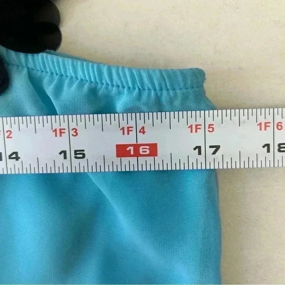 Ricki’s Blouse Sheer Floral Print One Shoulder Bubble Hem Black Blue White Small - Picture 11 of 16